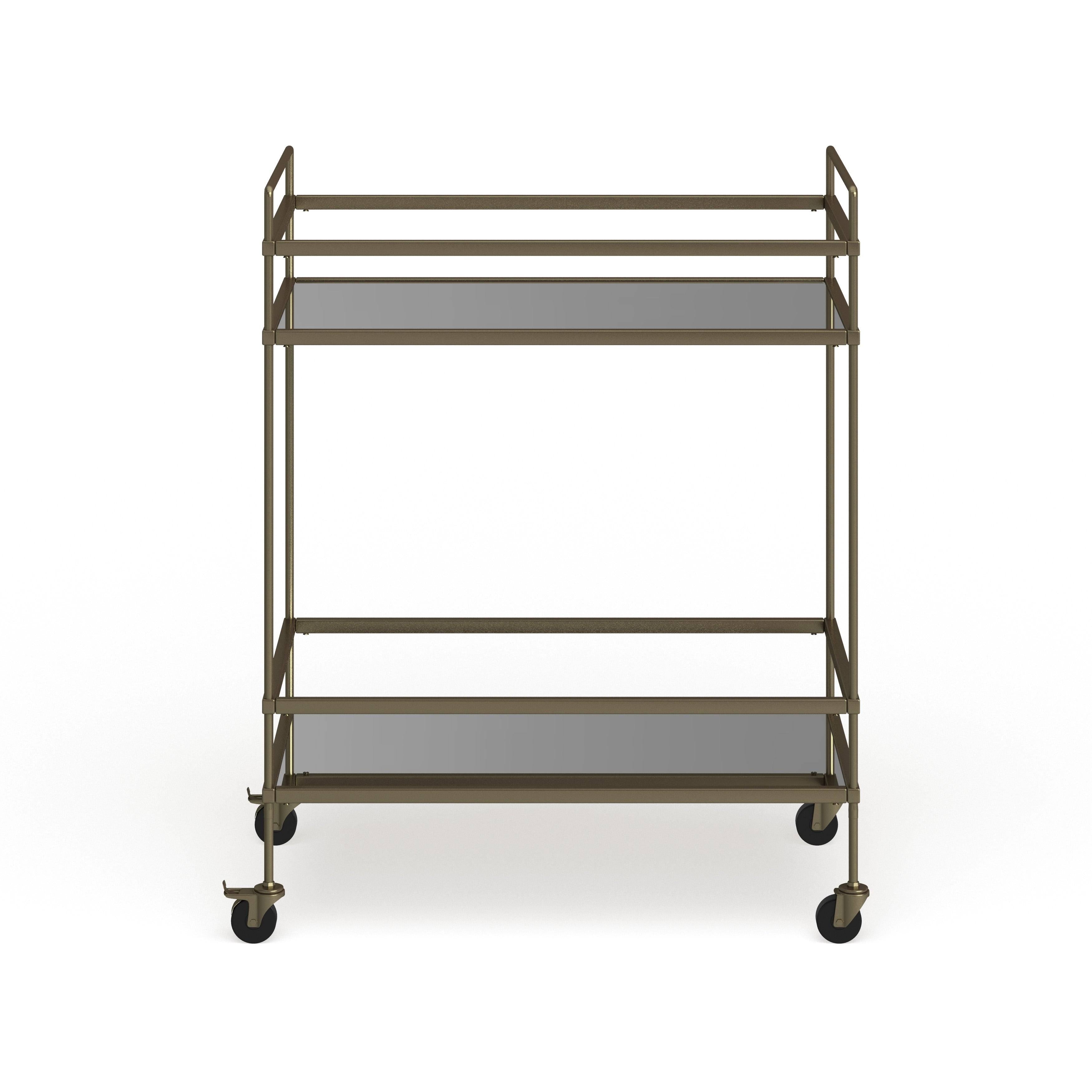 Gold Bar Cart with Two Glass Shelves I84629