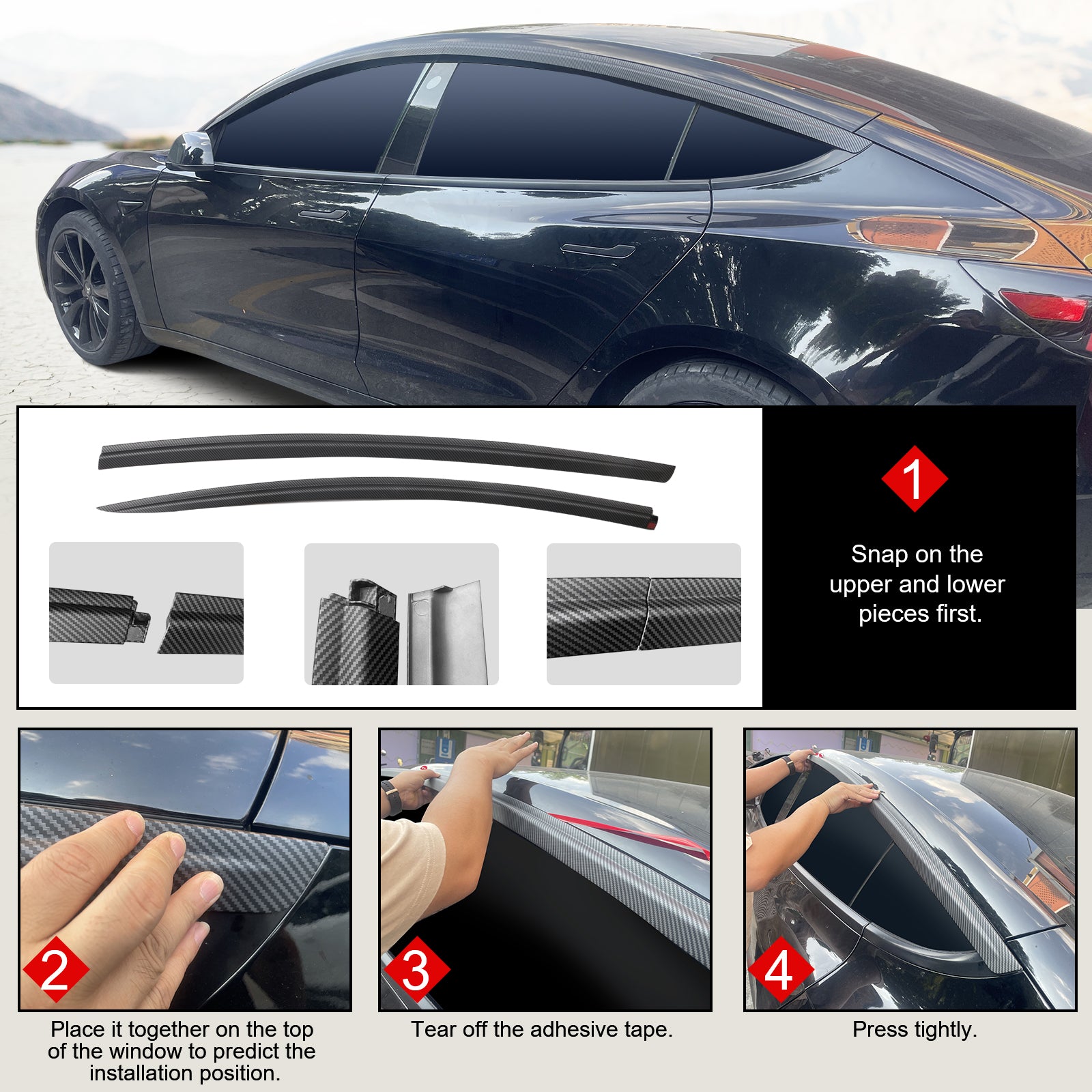 Matte Black ABS Window Visors 4PCS P15803
