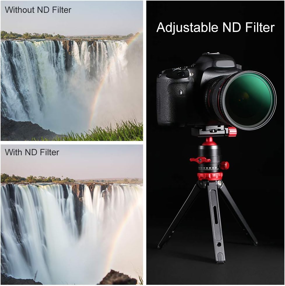 55mm Variable ND Filter ND8-ND128 (3-7 Stop) Hydrophobic VND Filter Pack of 2 B109