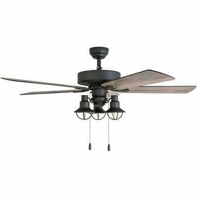 Rustic Industrial Farmhouse LED Ceiling Fan with Light Kit and Remote, 52x22 T12751