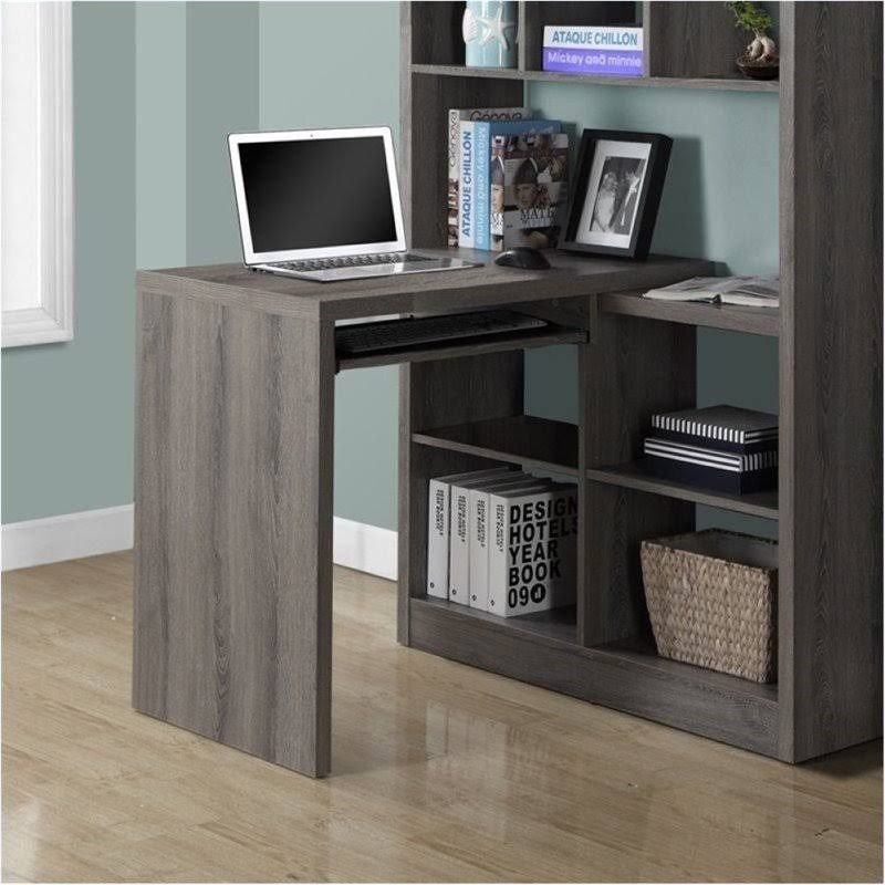 Dark Taupe Computer Desk with Bookcase U258640