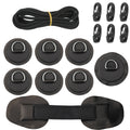7pcs PVC Patch Round Shape D Ring 11.5ft Elastic Shock Rope with 6 Hooks Accessories for Inflatable Boat Black D936416