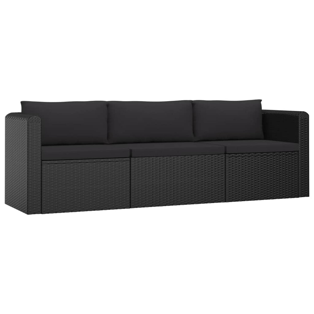 3 Piece Black Poly Rattan Outdoor Sofa Set D845282