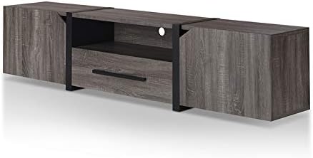 Rustic Wood 81.5-Inch TV Stand in Distressed Gray S57178