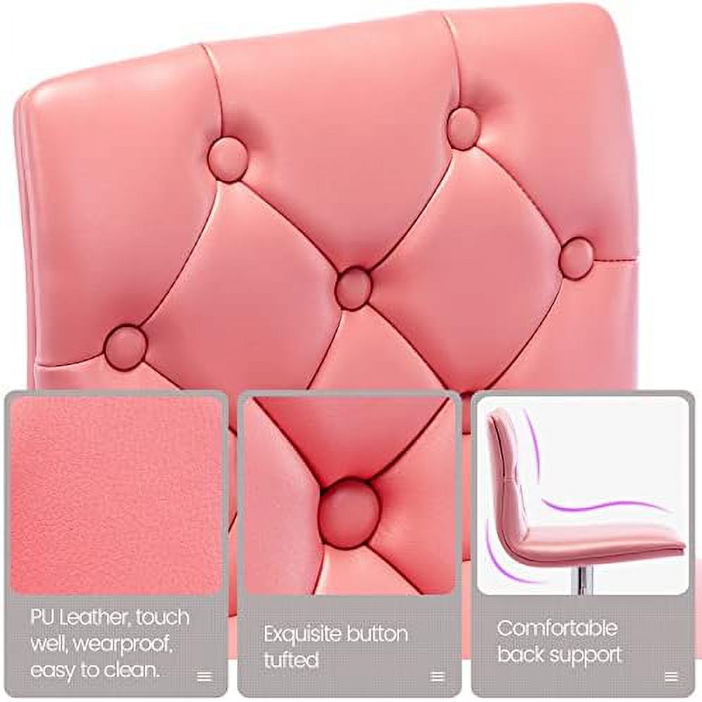 Red PU Leather Swivel Barstools Set of 2 U169939