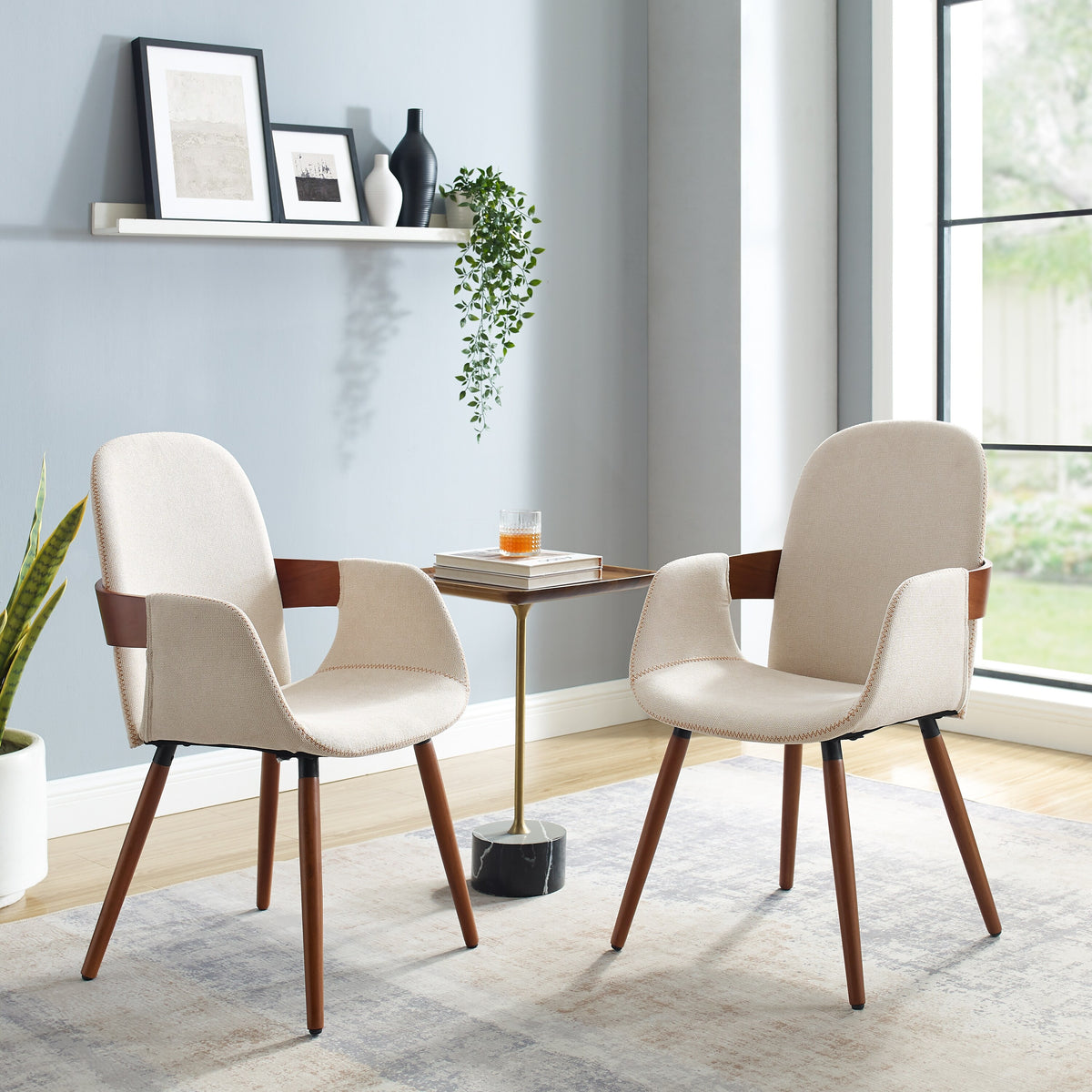 Dark Grey Upholstered Accent Side Chairs with Bamboo Legs Set of 2 U19990