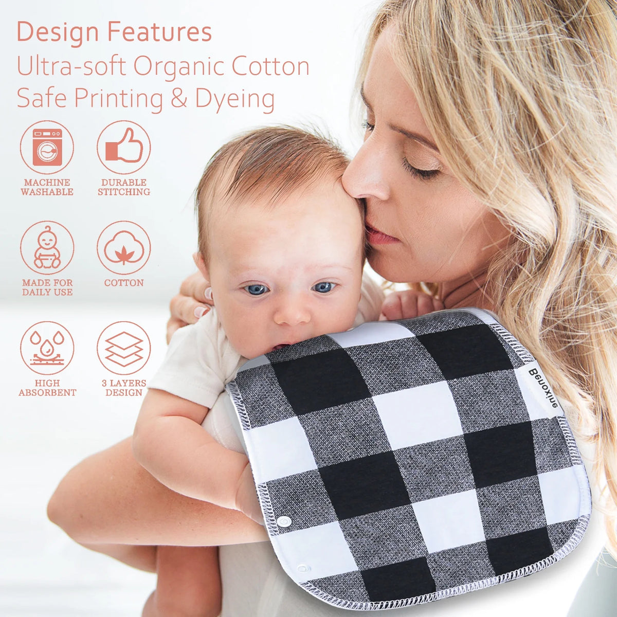 12-Pcs Animal Pattern Burp Cloths and Baby Bibs C7567