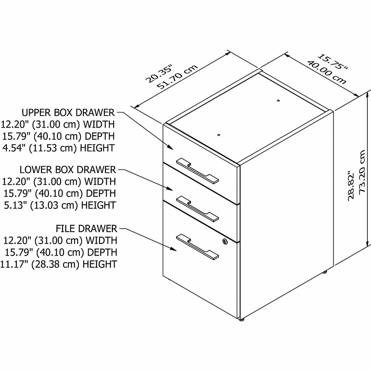 3 Drawer File Cabinet, Sand Oak Q909