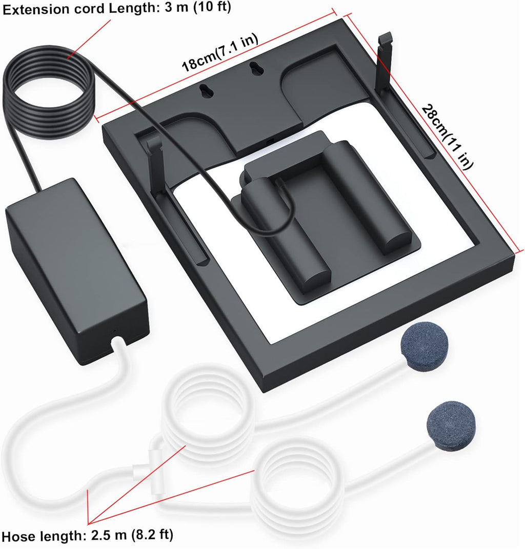 Solar Air Pump Aerator for Fish Pond, 6W, 10 ft Cable, 8.2 ft Hose, 13 GPH, 2 Bubble Stones, 7.1 x 11 in Solar Panel X75193