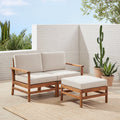 Brown Solid Wood 3-Piece Outdoor Sectional V37384