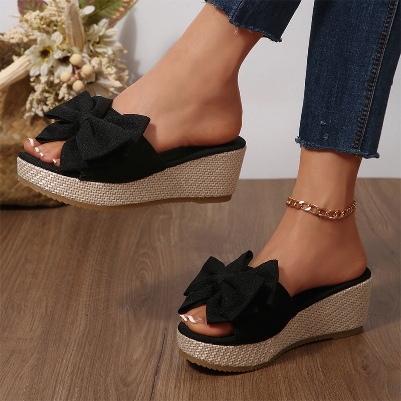 Wedge platform fabric sandals