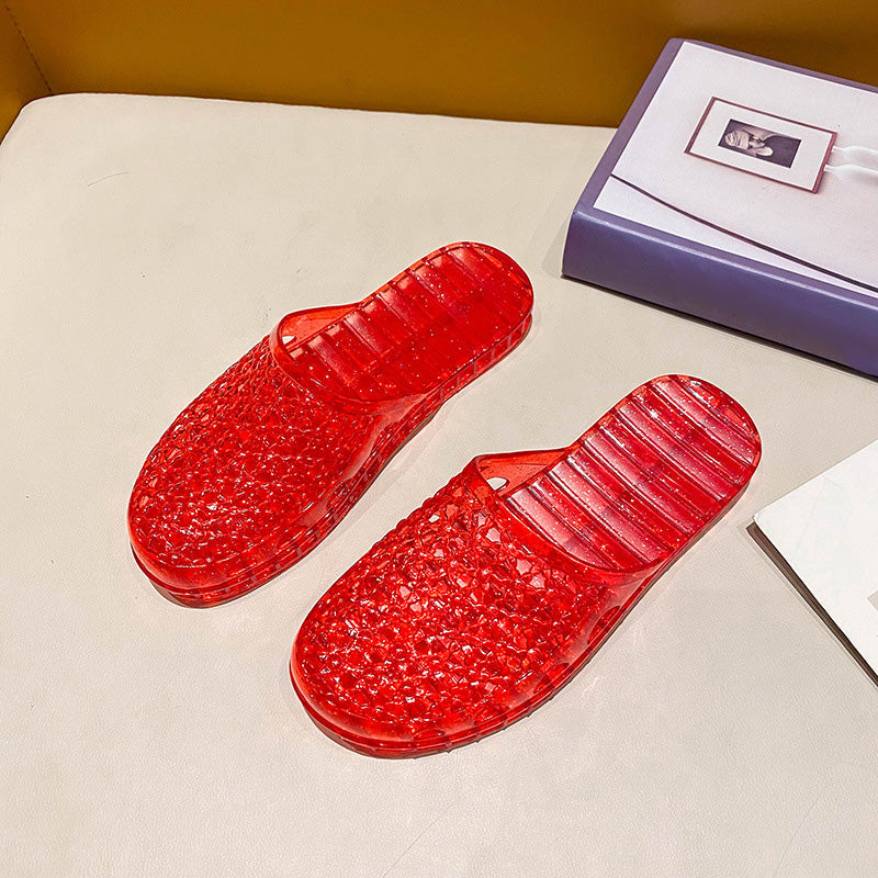 Half-covered hollow-out platform sandals