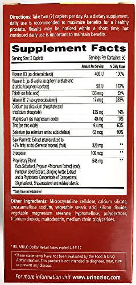 Urinozinc Plus Supplement, 120 Count W753