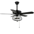 Black Cage Ceiling Fan with Light Kit and Remote Control C19927
