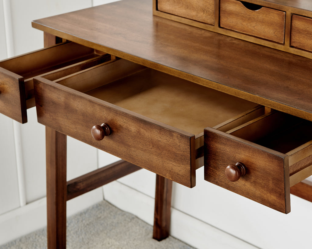 Walnut Finish Vanity Set with Bench R6743