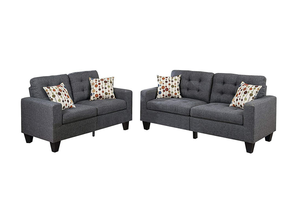 Tufted Sofa Set with Accent Pillows W844