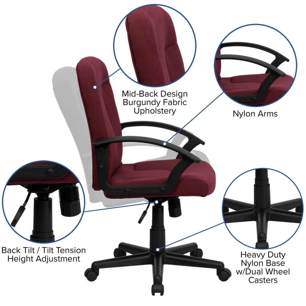 Navy Fabric Executive Swivel Office Chair with Nylon Arms S379
