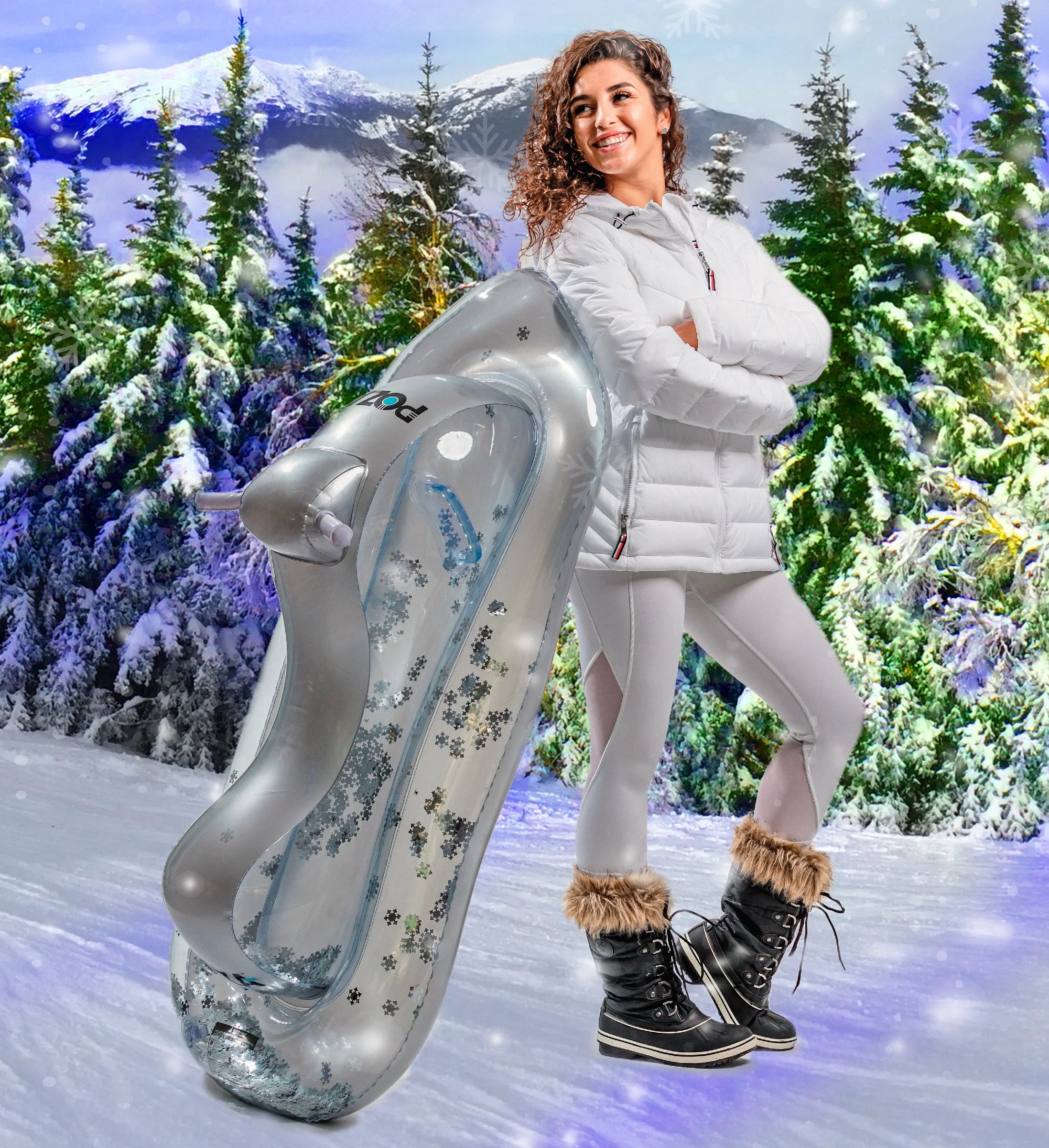 Silver Snow Tube Sled with Handles, 3 Piece M8126