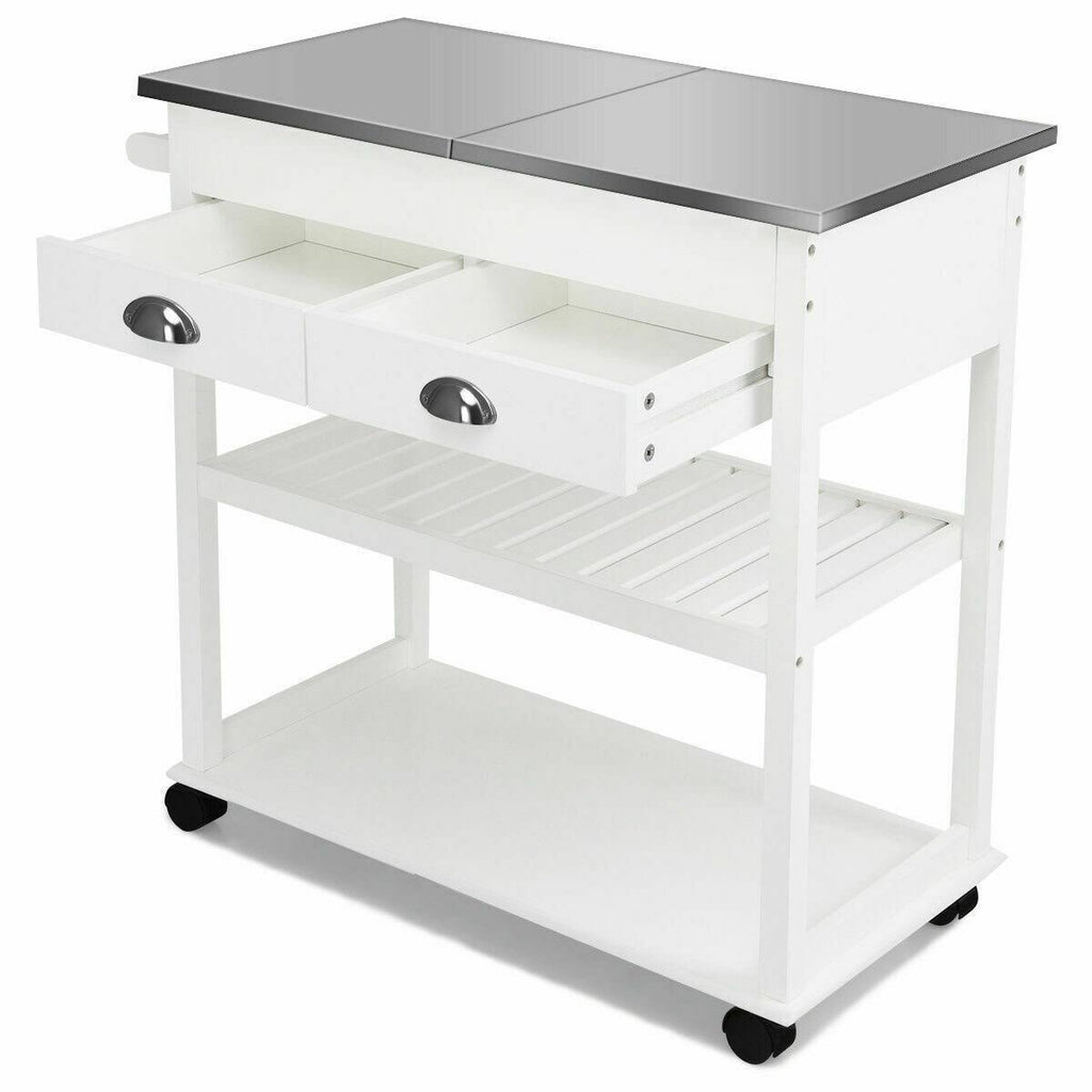 Stainless Steel Mobile Kitchen Trolley Cart with Drawers & Casters T981175