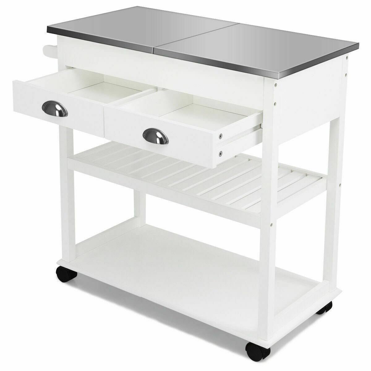 Stainless Steel Mobile Kitchen Trolley Cart with Drawers & Casters T981175
