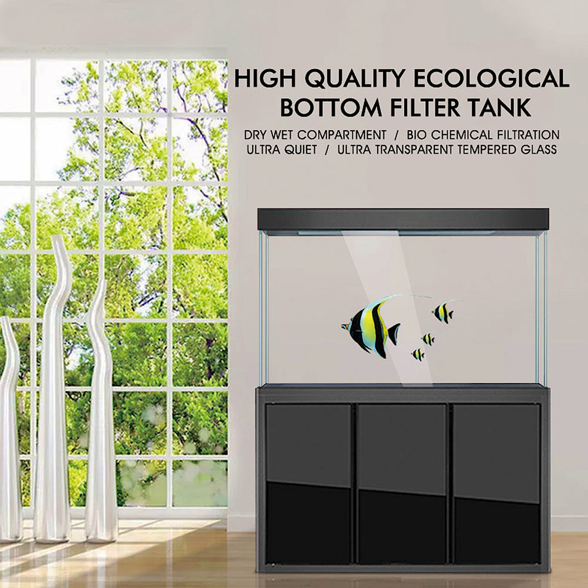 135 Gallon Tempered Glass Aquarium Black S897