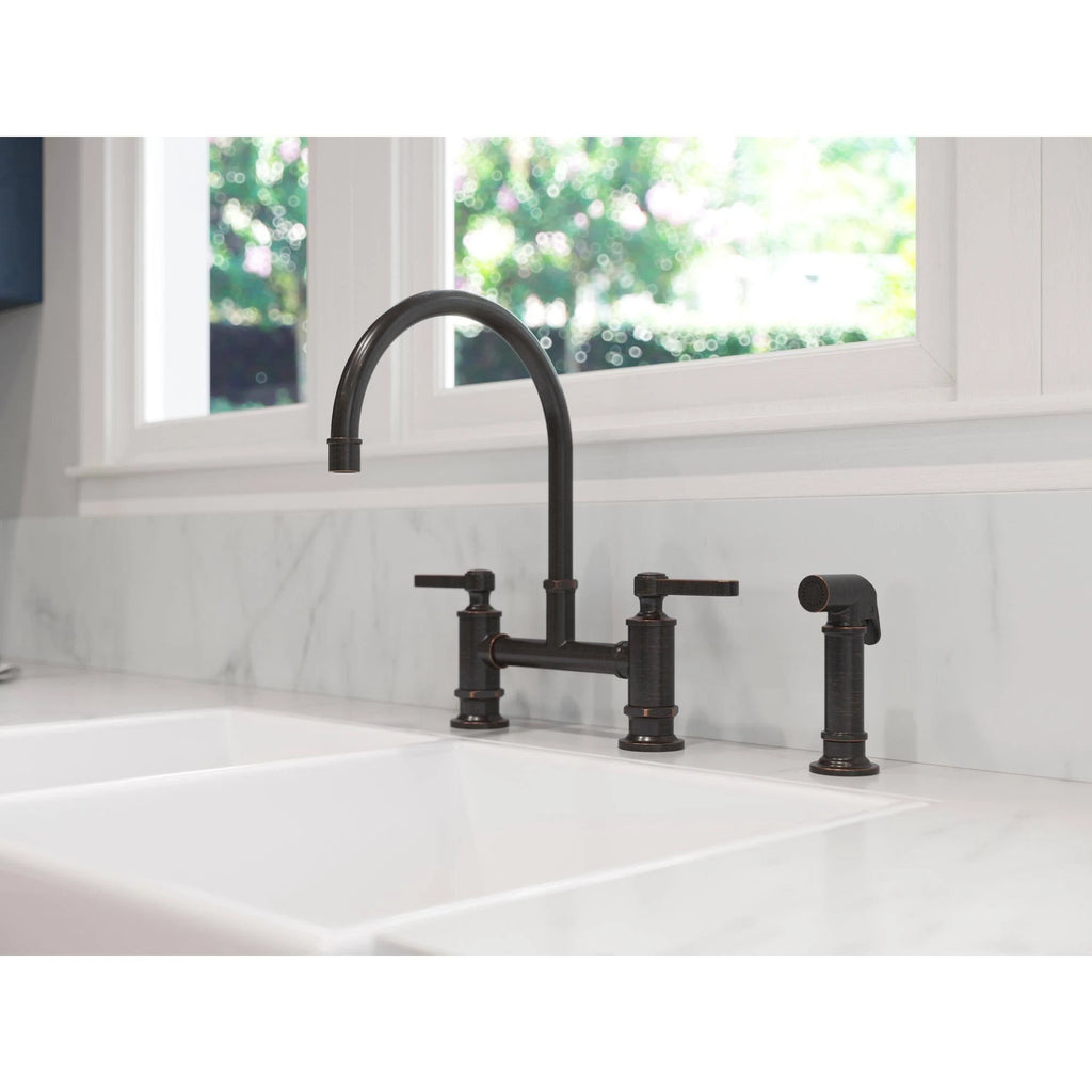 Tuscan Bronze Kitchen Bridge Faucet with Side Sprayer S61417
