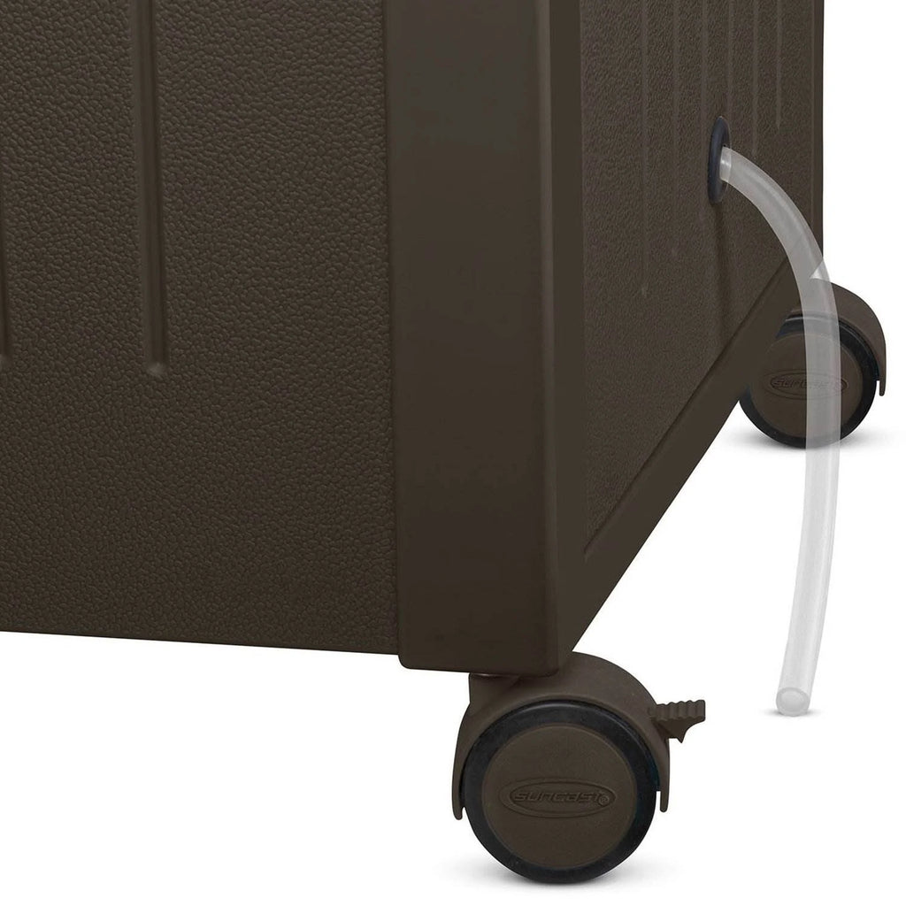 Java Resin Wicker Patio Cooler with Cabinet and Wire Basket P74153