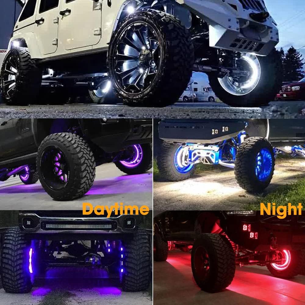 17'' Double Row RGB Wheel Ring Lights for Truck Car SUV Cart-4PCS D416747