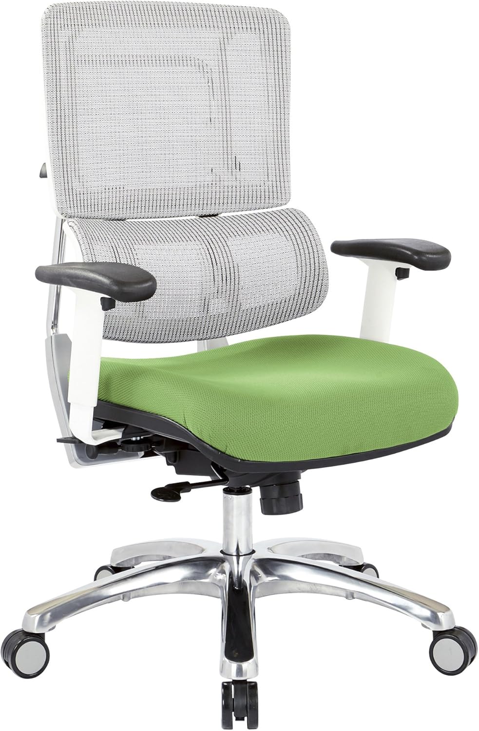 White Vertical Mesh Back and Padded Steel Mesh Seat Managers Chair with Adjustable Arms Q40594