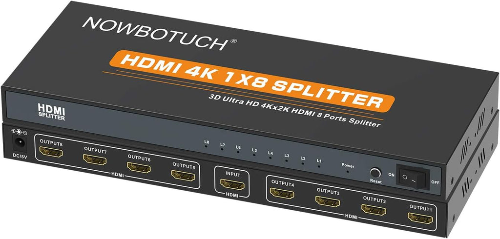 1x8 HDMI Splitter 8 Port 1 in 8 Out Powered Ver 1.4 Full HD 1080P 3D Support K11772