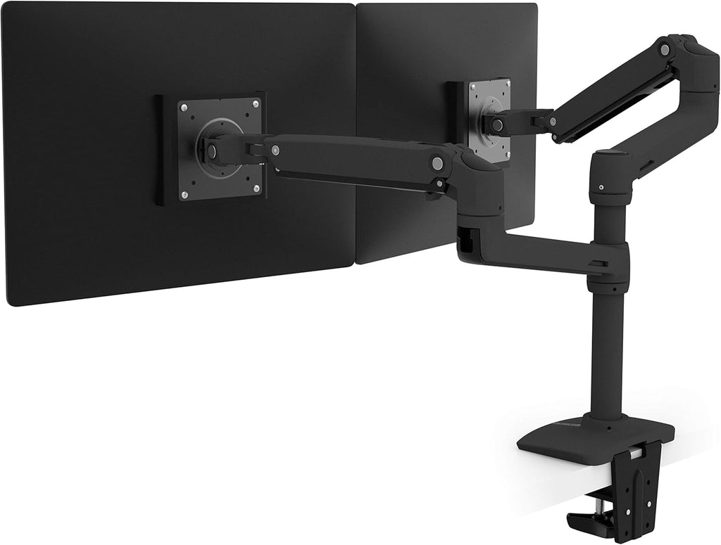 White Tall Pole Dual Monitor Arm W118