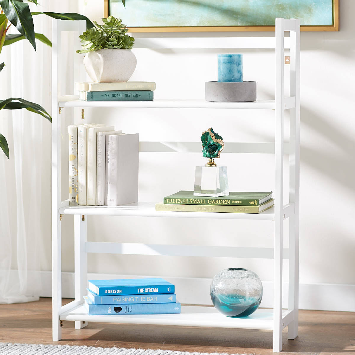 White 3 Shelf Folding Bookcase O800525