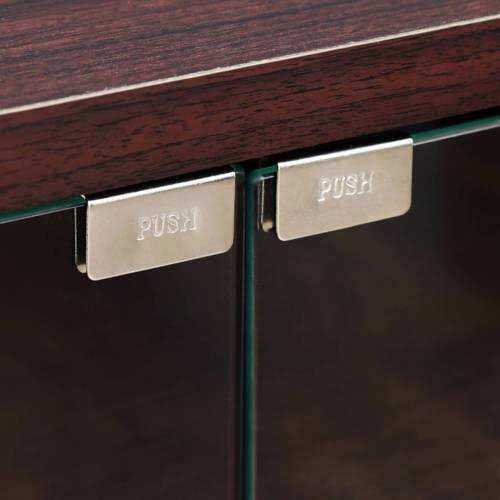 3-Tier TV Stand with Double Glass Doors and Casters, Espresso N5993