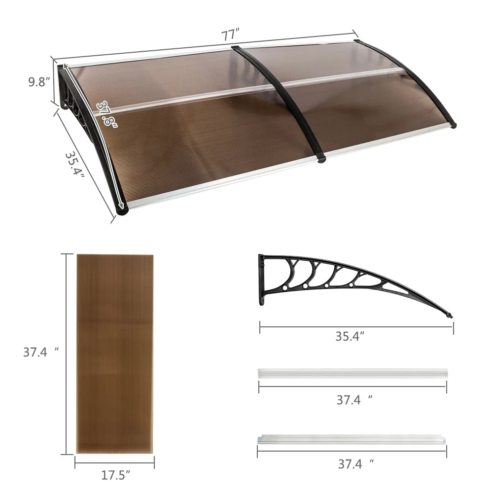 Black Polycarbonate Patio Window Awning Q78122