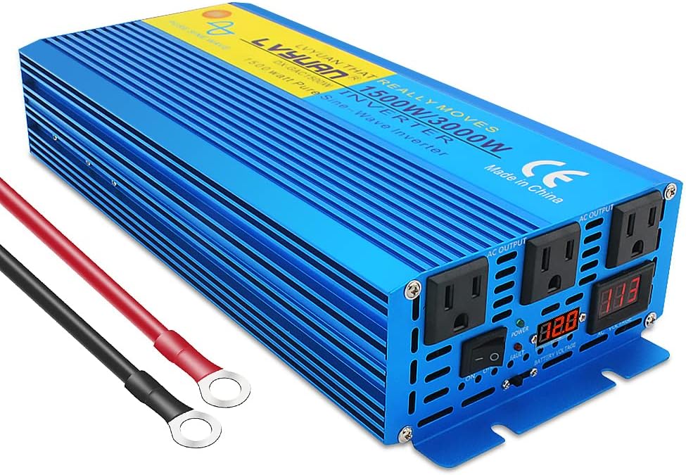 500W Pure Sine Wave Power Inverter 12V to 110V AC with USB Car Adapter Pack of 2 S946