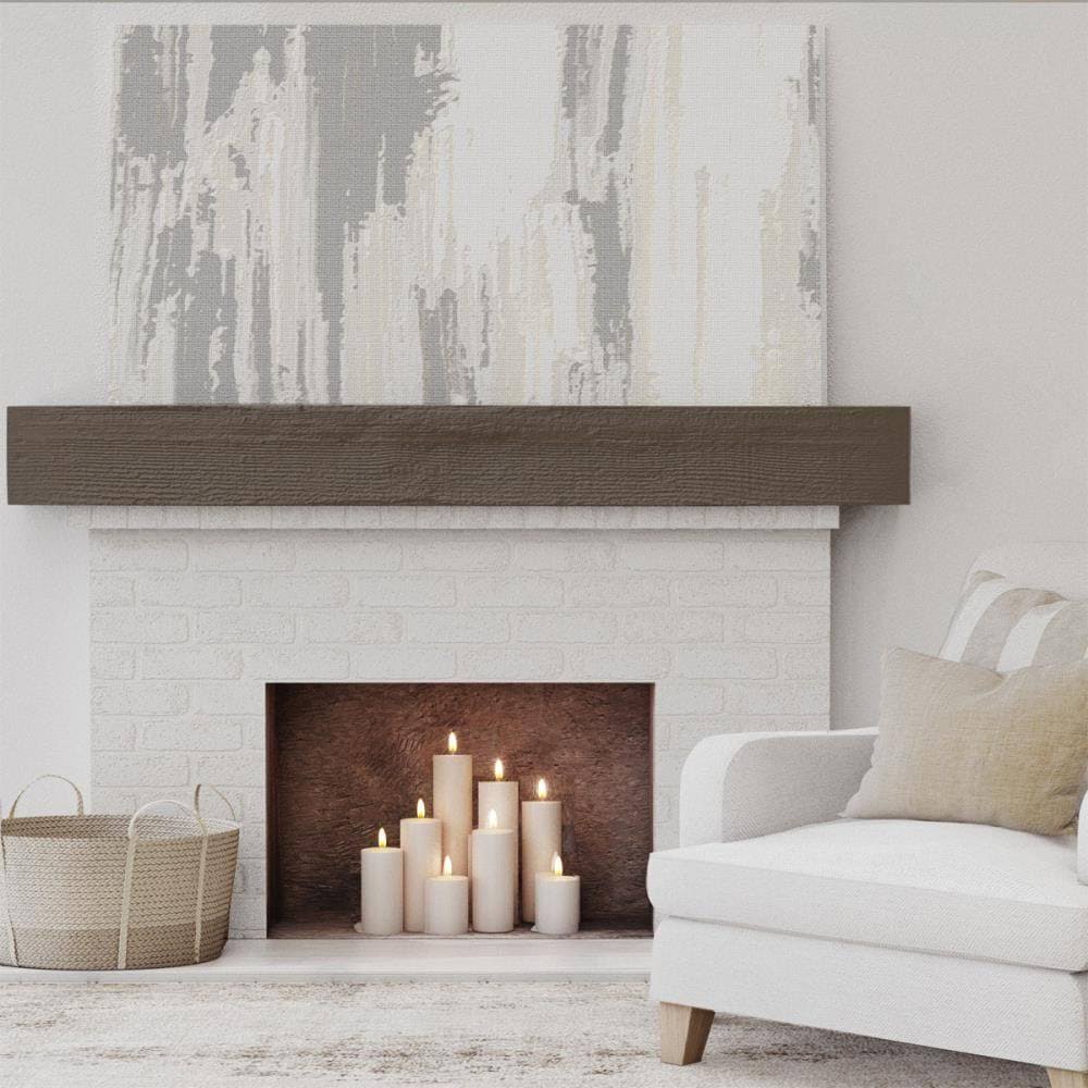 Rough Sawn Faux Wood Fireplace Mantel, Burnished Mahogany X99276