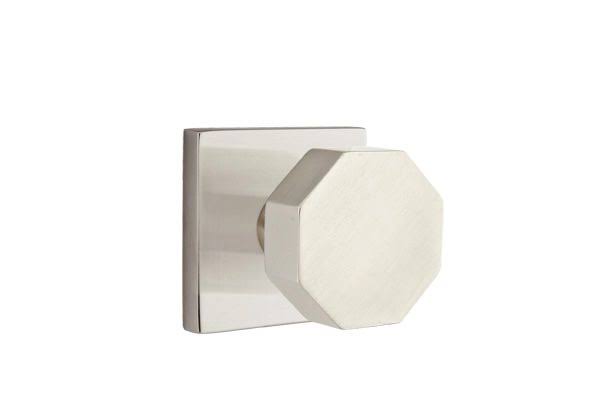 Octagon Knob Passage Set, Square Rosette Flat Black W424421