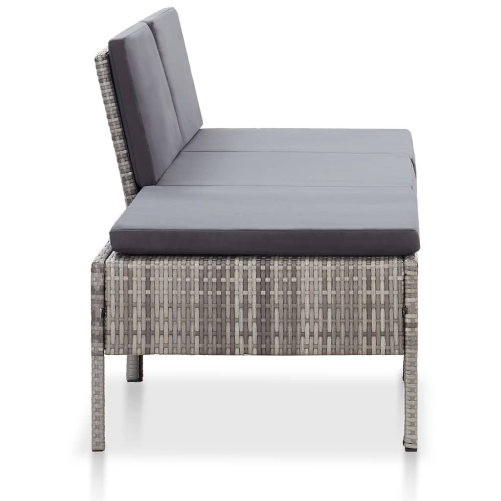 3 Piece Outdoor Sectional Sofa Set with Cushions Poly Rattan Steel Frame O213964