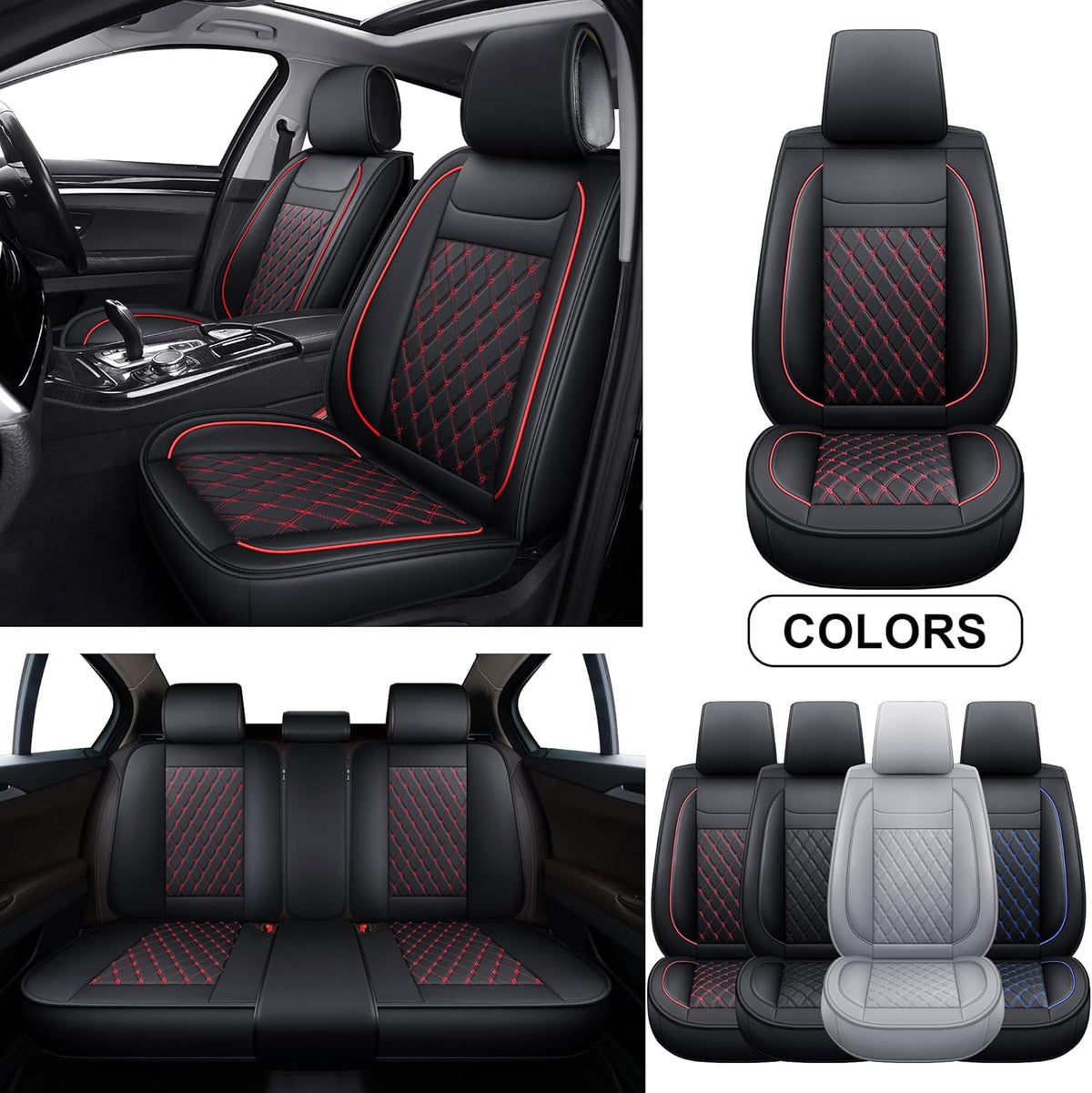 Full Set Faux Leather Car Seat Covers G405844