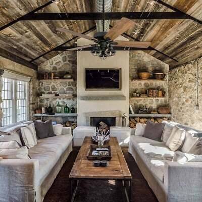 Rustic Industrial Farmhouse LED Ceiling Fan with Light Kit and Remote, 52x22 T12751