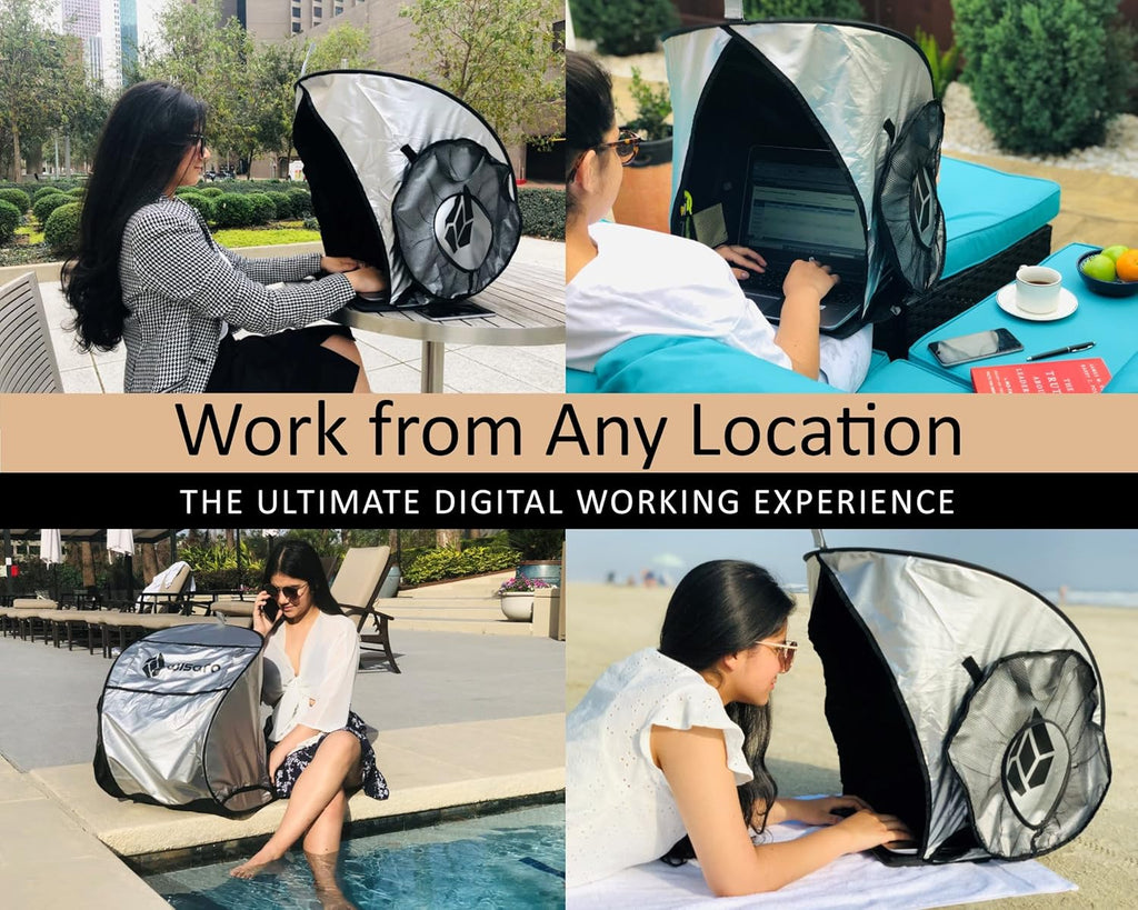 Laptop Sun Shade, Anti-Glare, Fits up to 17" Device, Foldable, with Microfiber Screen Cleaning Cloth Pack of 2 L648