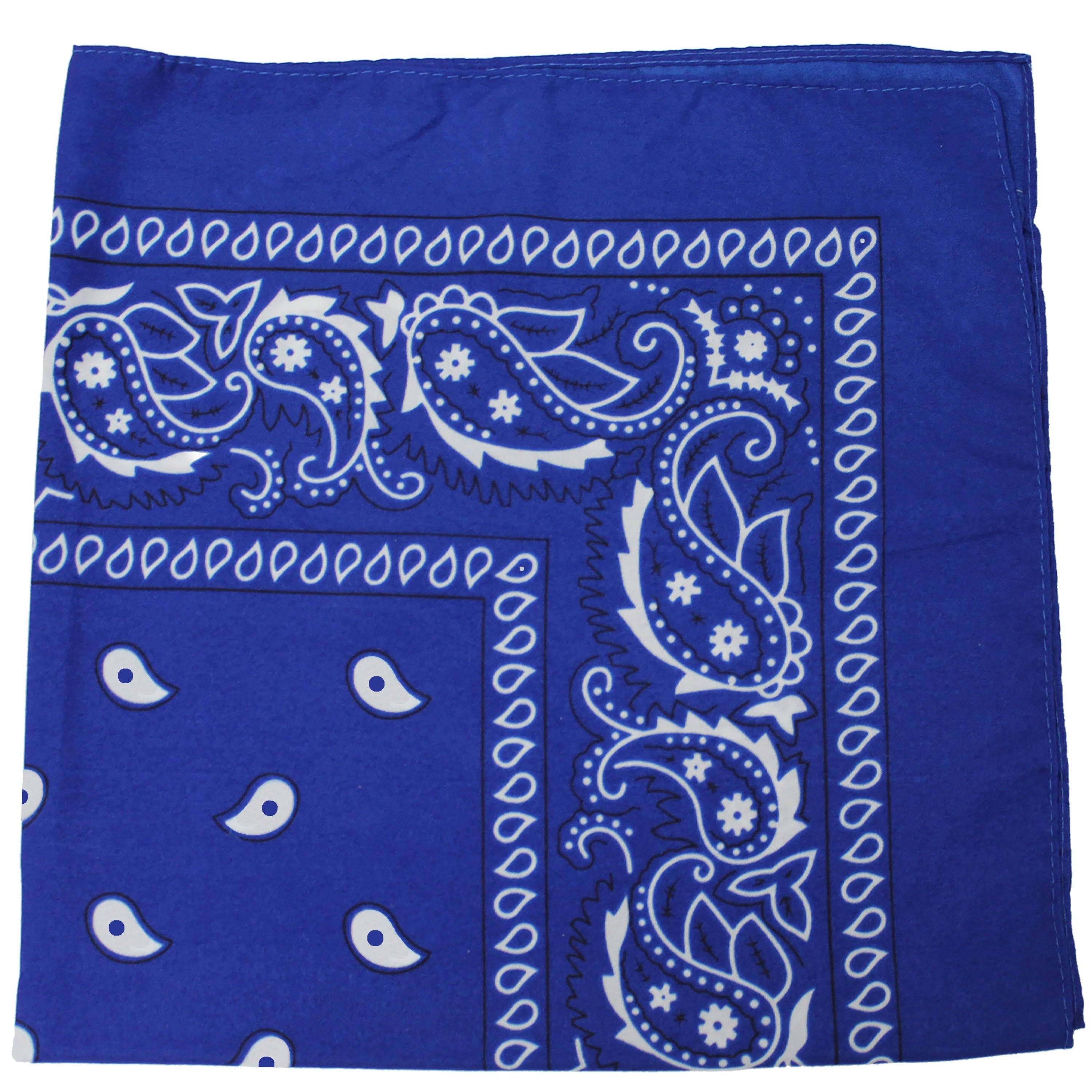 72 Pack Royal Blue Paisley Print Polyester Bandanas P155621