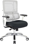White Vertical Mesh Back and Padded Steel Mesh Seat Managers Chair with Adjustable Arms Q40594