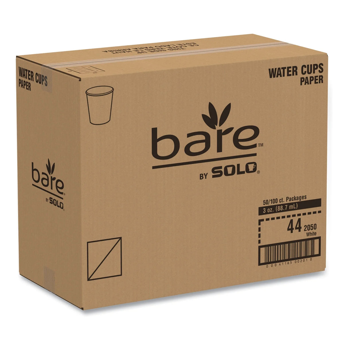 White Paper Water Cups, 3 oz, 100/Bag S86766