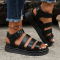 Women's Platform Open-Toe Beach Sandals with Simple Four-Strap Design