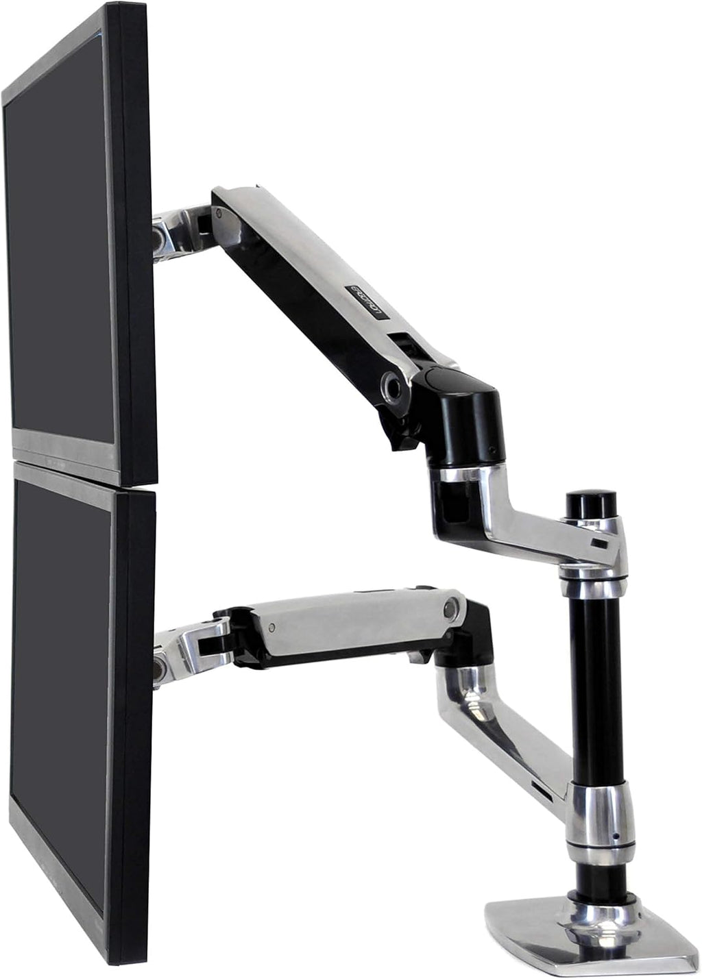 White Tall Pole Dual Monitor Arm W118