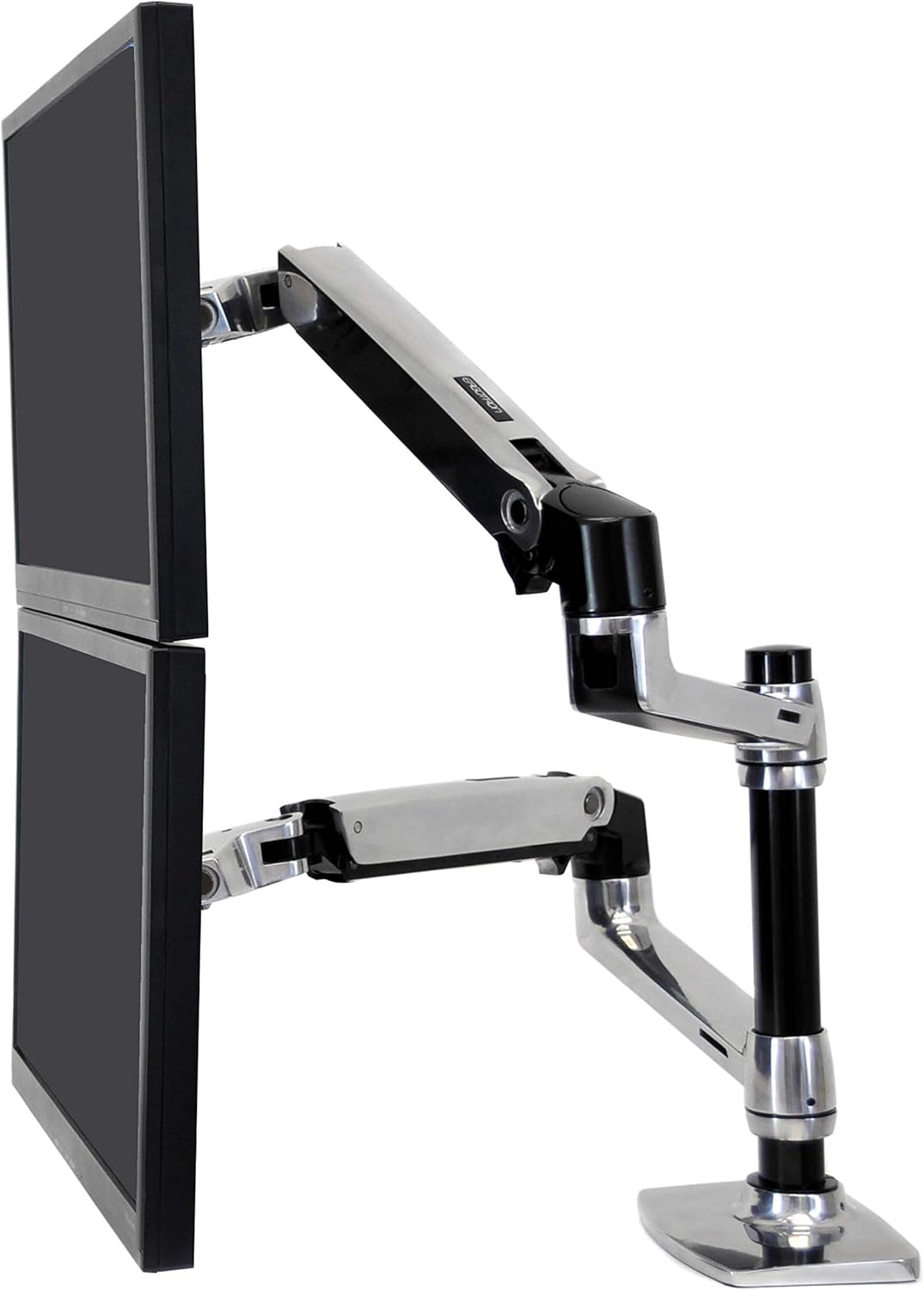 White Tall Pole Dual Monitor Arm W118