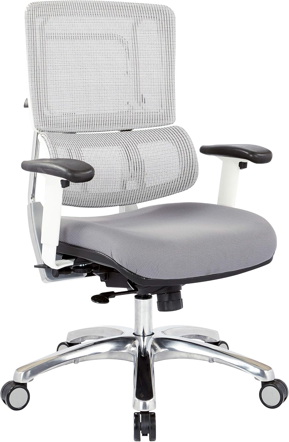 White Vertical Mesh Back and Padded Steel Mesh Seat Managers Chair with Adjustable Arms Q40594