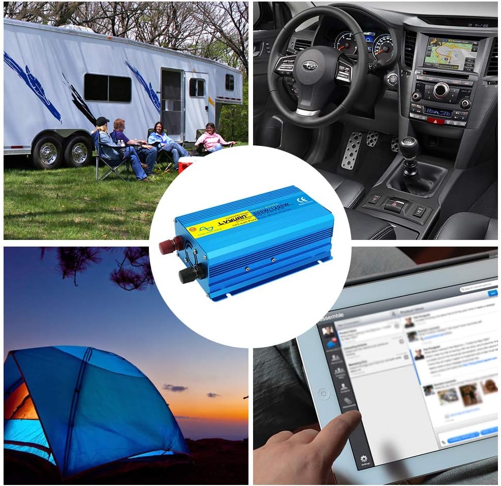 500W Pure Sine Wave Power Inverter 12V to 110V AC with USB Car Adapter Pack of 2 S946