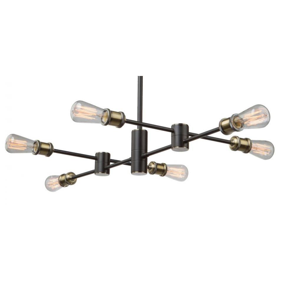 Matte Black Satin Brass 6 Light Chandelier Z2597